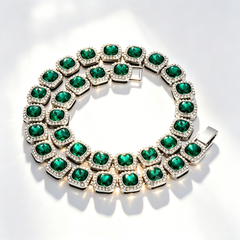 Green glass bracelet with diamonds