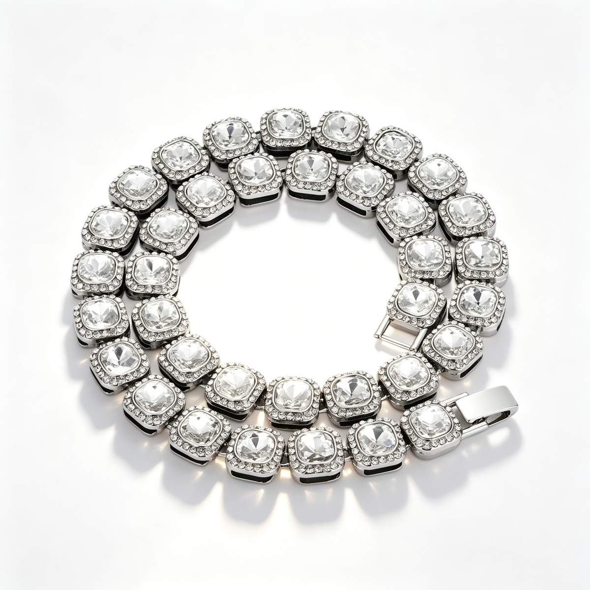 Diamond-encrusted square bracelet