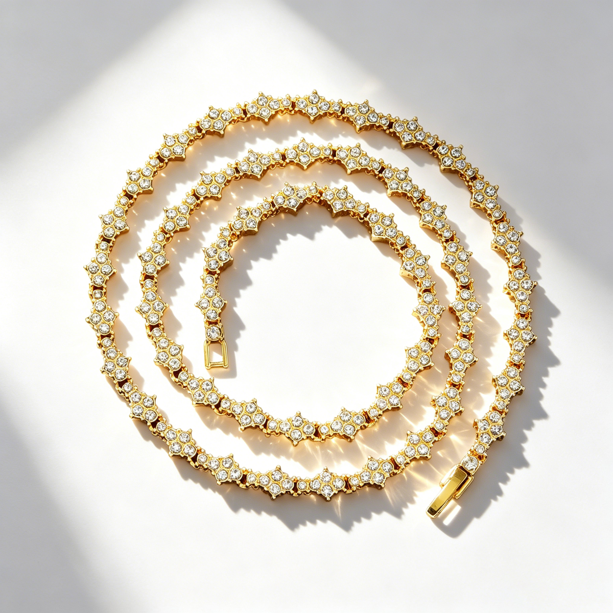 Cross-shaped fully diamond-encrusted necklace