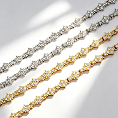 Cross-shaped fully diamond-encrusted necklace