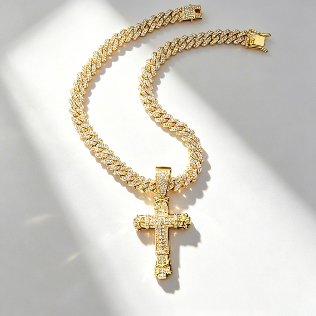 14MM Moissanite Ancient Cross-shaped Cuban Necklace